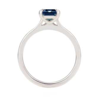 Blue Moissanite Engagement Ring Emerald Cut Solitaire - Image 5