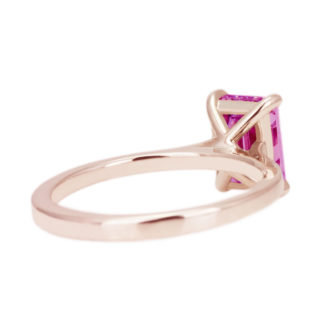 Pink Moissanite Engagement Ring Emerald Cut Solitaire - Image 3