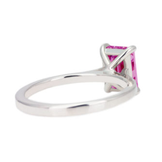 Pink Moissanite Engagement Ring Emerald Cut Solitaire - Image 9