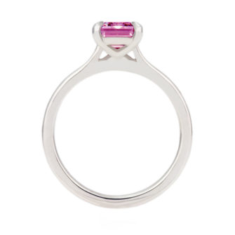 Pink Moissanite Engagement Ring Emerald Cut Solitaire - Image 8