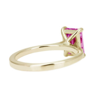 Pink Moissanite Engagement Ring Emerald Cut Solitaire - Image 6