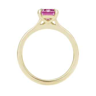 Pink Moissanite Engagement Ring Emerald Cut Solitaire - Image 5