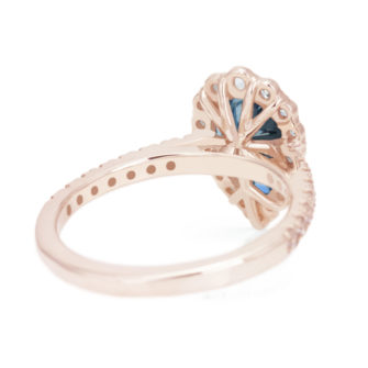Blue Pear Cut Moissanite Engagement Ring Diamond Halo - Image 9