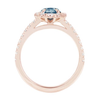 Blue Pear Cut Moissanite Engagement Ring Diamond Halo - Image 8