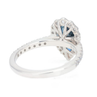 Blue Pear Cut Moissanite Engagement Ring Diamond Halo - Image 3