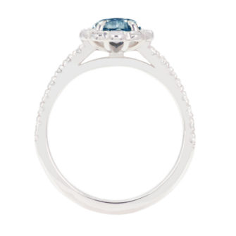 Blue Pear Cut Moissanite Engagement Ring Diamond Halo - Image 2