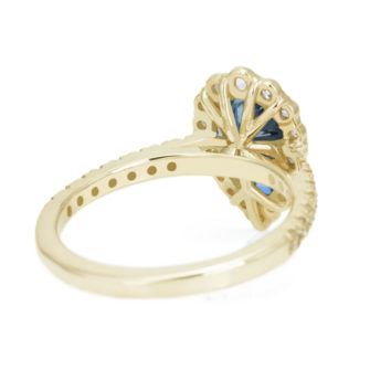 Blue Pear Cut Moissanite Engagement Ring Diamond Halo - Image 6