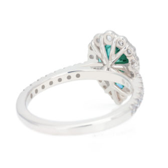 Green Pear Cut Moissanite Engagement Ring Diamond Halo - Image 3