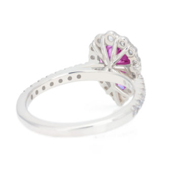 Pink Pear Cut Moissanite Engagement Ring Diamond Halo - Image 3