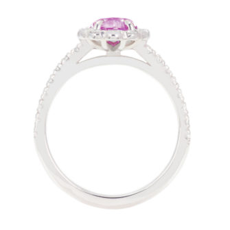 Pink Pear Cut Moissanite Engagement Ring Diamond Halo - Image 2