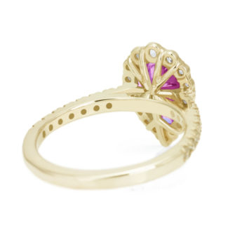 Pink Pear Cut Moissanite Engagement Ring Diamond Halo - Image 9