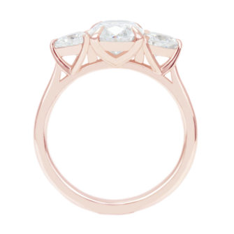 Three Stone Moissanite Engagement Ring Oval Cut - Image 2