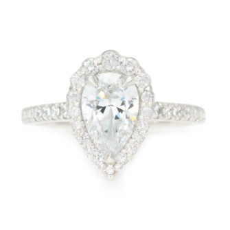Pear Cut Moissanite Engagement Ring Diamond Halo - Image 4