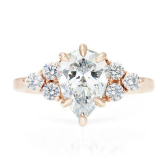 Moissanite Engagement Ring Pear Cut With Diamond Cluster - Image 4