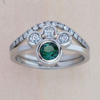 Delicate Tourmaline Engagement Ring Bridal Set