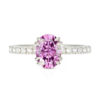 Pink Moissanite Engagement Ring Half Eternity Hidden Stone - Image 7