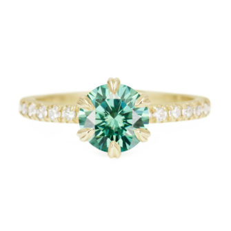 Green Moissanite Engagement Ring Half Eternity Pavé - Image 7