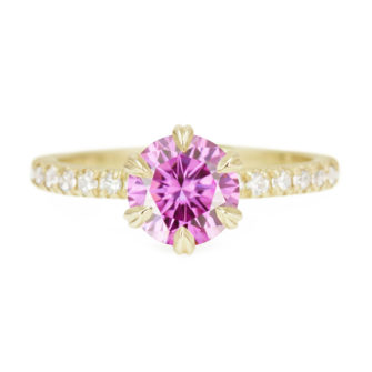 Pink Moissanite Engagement Ring Half Eternity Pavé - Image 4