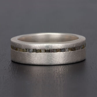 Silver and Rough Diamond Cube Ring