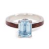 Redwood wood engagement ring with aquamarine