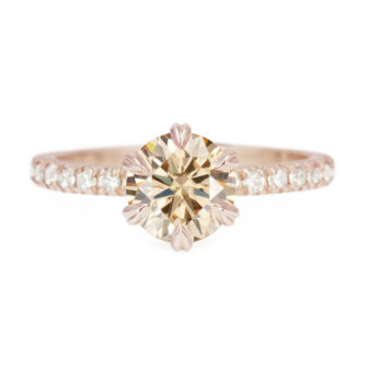Champagne Moissanite Engagement Ring Half Eternity Pavé - Image 4
