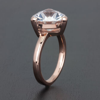 6.77 Carat Lab-Created White Sapphire Engagement Ring – Rose Gold - Image 4