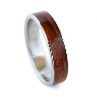 An image of a rosewood and metal ring