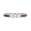 Showing a front on view of our rosewood wedding band with diamonds.