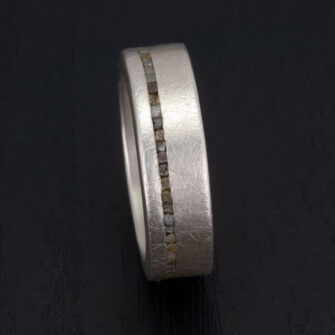 Silver and Rough Diamond Cube Ring - Image 5