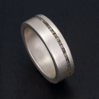 Silver and Rough Diamond Cube Ring - Image 2