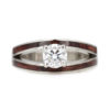 An image of a diamond wood engagement ring with a split shank.
