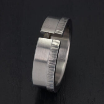 Stainless Steel Ring With Rough Diamond Cube - Image 2