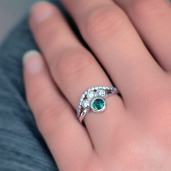 Delicate Tourmaline Engagement Ring Bridal Set - Image 2