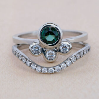 Delicate Tourmaline Engagement Ring Bridal Set - Image 3