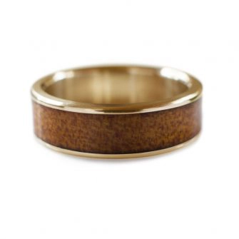 A unique men's wedding ring with wood.