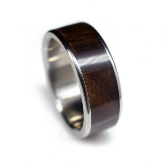 Wooden Ring In Walnut Burl And Titanium