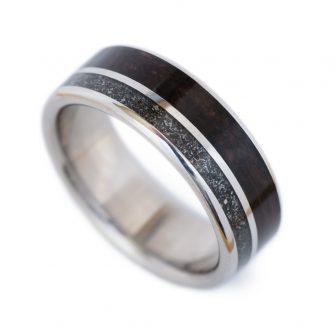 Meteorite Wedding Band With Walnut - Image 4