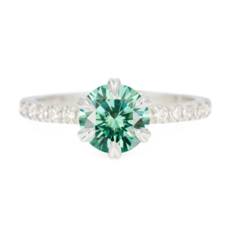 Green Moissanite Engagement Ring Half Eternity Pavé - Image 4