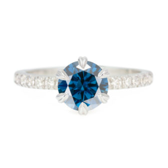 Blue Moissanite Engagement Ring Half Eternity Pavé - Image 4