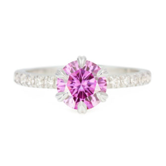 Pink Moissanite Engagement Ring Half Eternity Pavé - Image 7