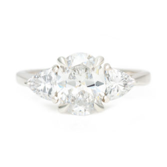 Three Stone Moissanite Engagement Ring Oval Cut - Image 7