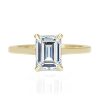Moissanite Engagement Ring Emerald Cut Solitaire - Image 4