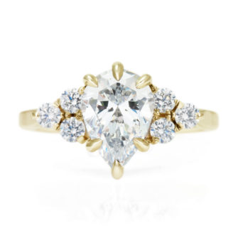 Moissanite Engagement Ring Pear Cut With Diamond Cluster - Image 7