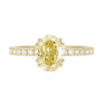 Yellow Moissanite Engagement Ring Half Eternity Hidden Stone - Image 7
