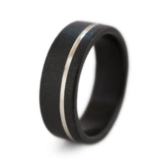 Black Zirconium Ring With White Gold Inlay - Image 3