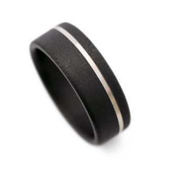 Black Zirconium Ring With White Gold Inlay - Image 4