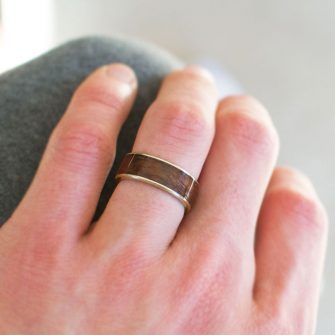 Wood And Metal Ring In Bubinga & Jade - Casavir Jewelry